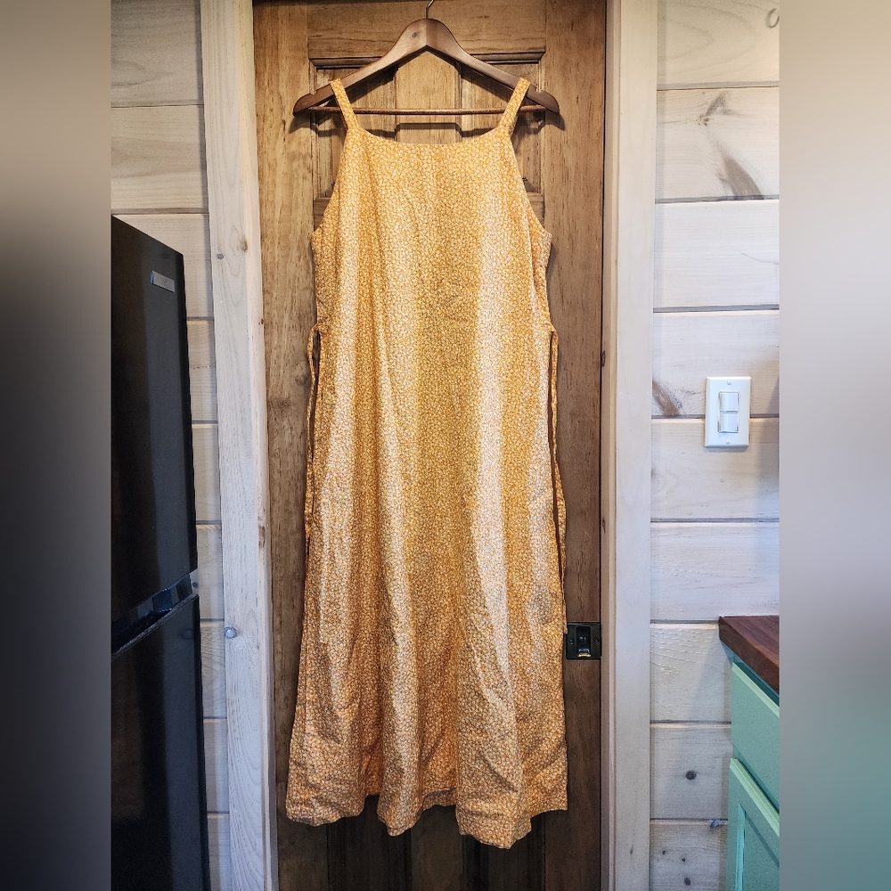 Vintage 70s Handmade Orange Floral Maxi Dress